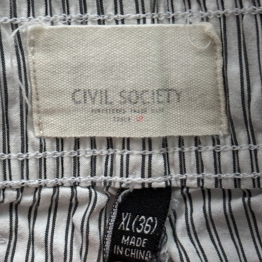 Civil Society Skinny Seersucker Pants Mens XL 36 White Navy Blue Striped READ - Picture 7 of 16